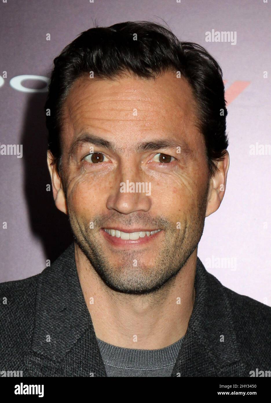 Andrew Shue assiste à la première d'Anchorman 2: The Legend continue, à New York. Banque D'Images