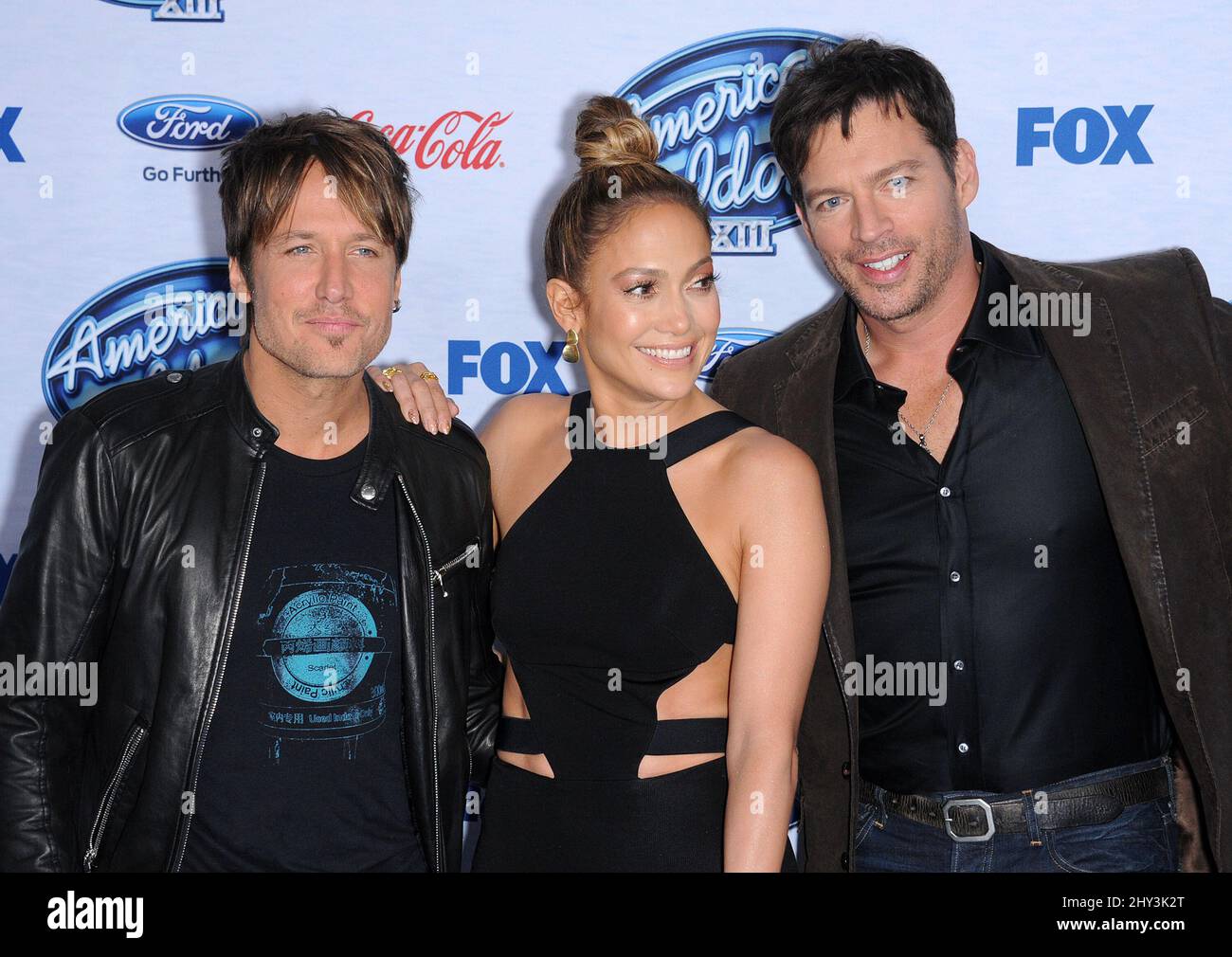 Keith Urban, Jennifer Lopez et Harry Connick Jr. Participent à l'événement American Idol Top 13 Finalists, Los Angeles Banque D'Images