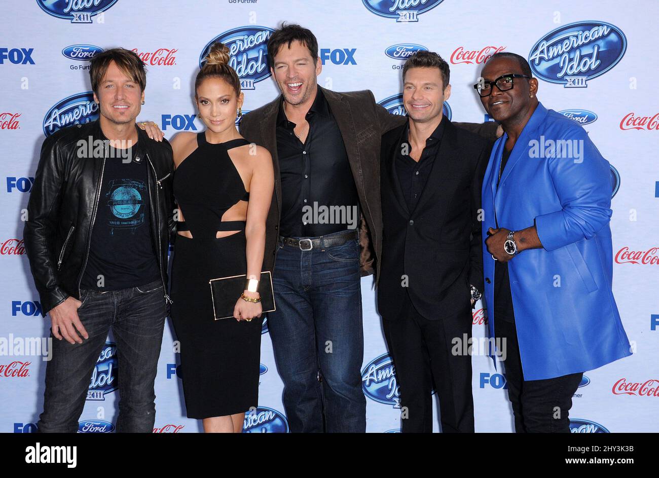 Keith Urban, Jennifer Lopez, Harry Connick Jr., Ryan Seacrest & participe à l'événement American Idol Top 13 Finalists, Los Angeles Banque D'Images