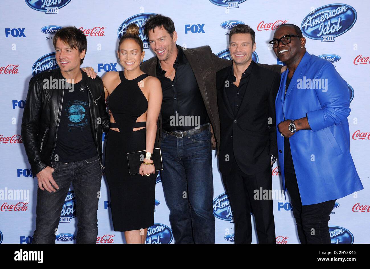 Keith Urban, Jennifer Lopez, Harry Connick Jr., Ryan Seacrest & participe à l'événement American Idol Top 13 Finalists, Los Angeles Banque D'Images