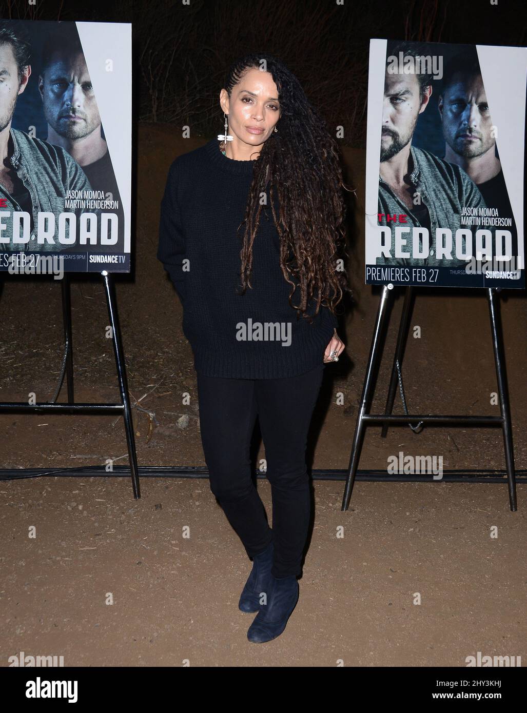 Lisa Bonet Jason Momoa participant à la projection de la première spéciale de Red Road qui a eu lieu aux grottes Bronson à Griffith Park, Los Angeles. Banque D'Images
