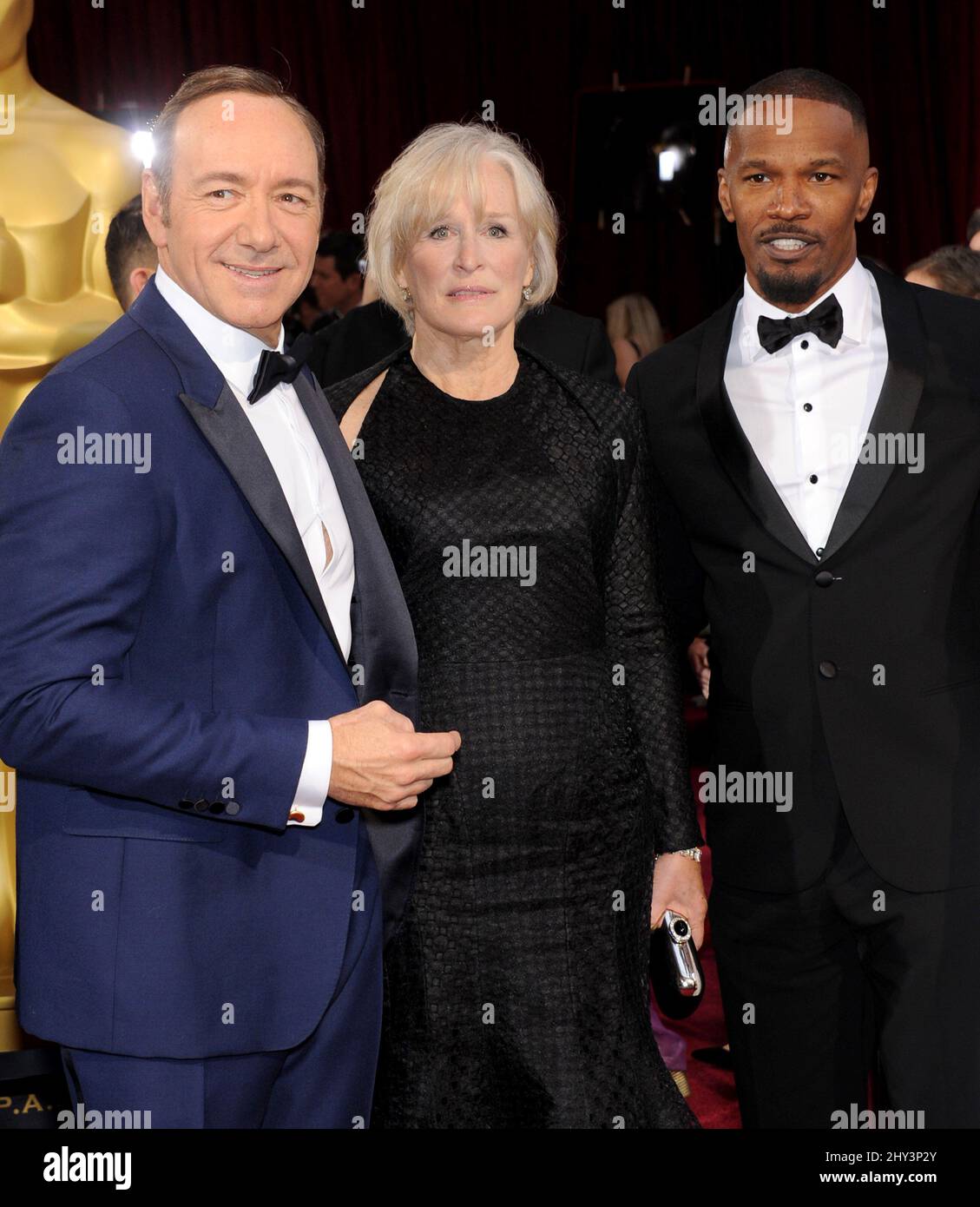 Kevin Spacey, Glenn Close et Jamie Foxx arrivent aux Academy Awards 86th qui se tiennent au Dolby Theatre à Hollywood, Los Angeles, CA, USA, le 2 mars, 2014. Banque D'Images