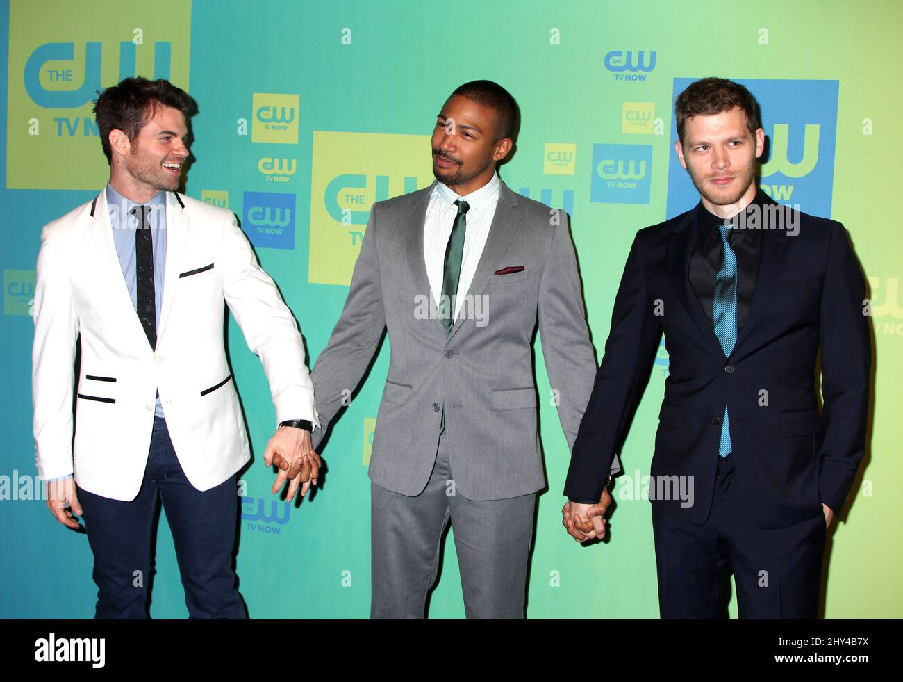 Daniel Gillies, Charles Michael Davis et Joseph Morgan assistent à la présentation initiale 2014 de CW Network, qui s'est tenue au London Hotel, New York Banque D'Images