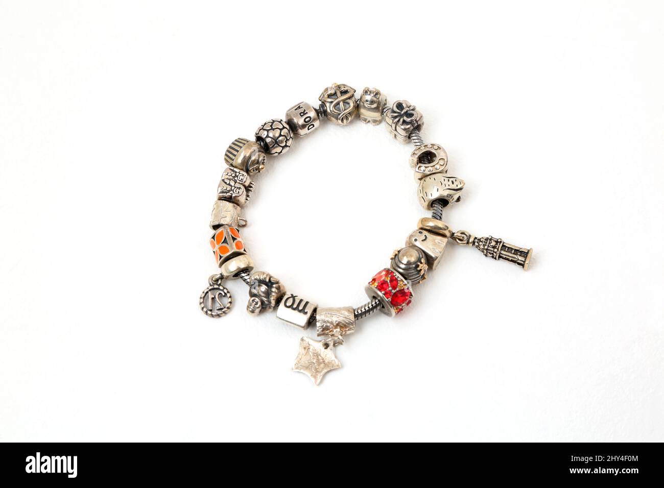 Pandora Bracelet and Charms Banque D'Images