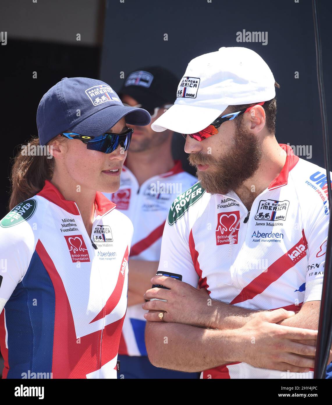 Pippa Middleton commence le cycle de 3 000 miles à travers les États-Unis dans le cadre du défi Race Across America pour la Fondation Michael Matthews Banque D'Images