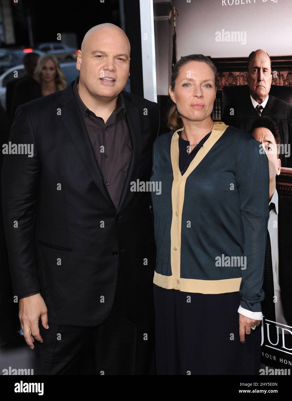 Vincent d'Onofrio et Carin van der Donk assistant à la première « The Judge » de Los Angeles à l'Academy of Motion Pictures, Beverly Hills, CA, 1 octobre 2014. Banque D'Images