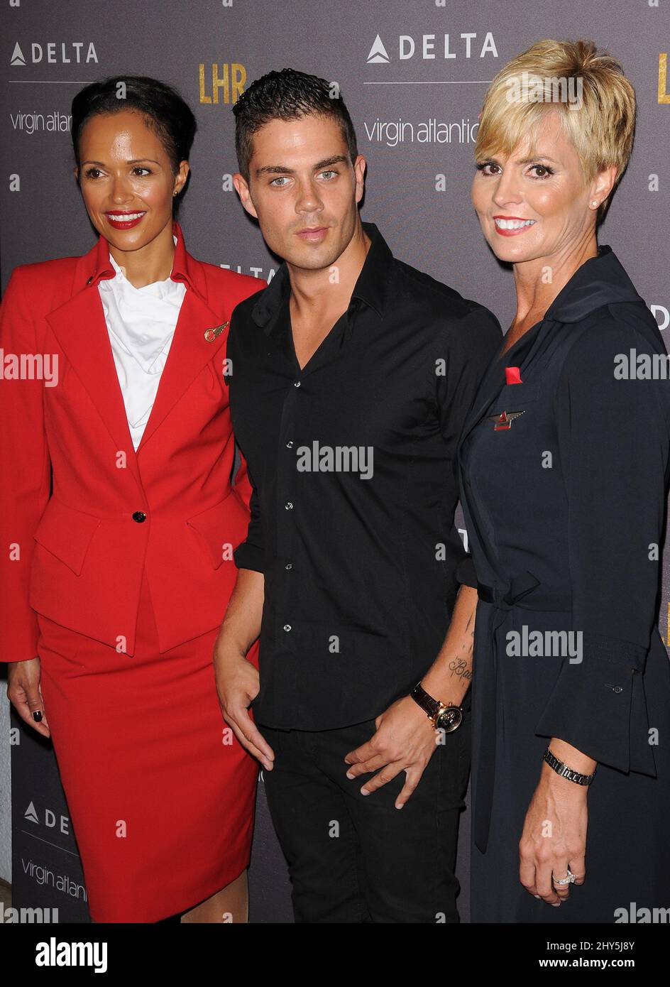 Max George participant à l'événement de tapis rouge Delta Airlines et Virgin Atlantic, célébrant un nouvel itinéraire direct entre les aéroports de LAX et de Heathrow, à l'hôtel London à Hollywood, en Californie. Banque D'Images