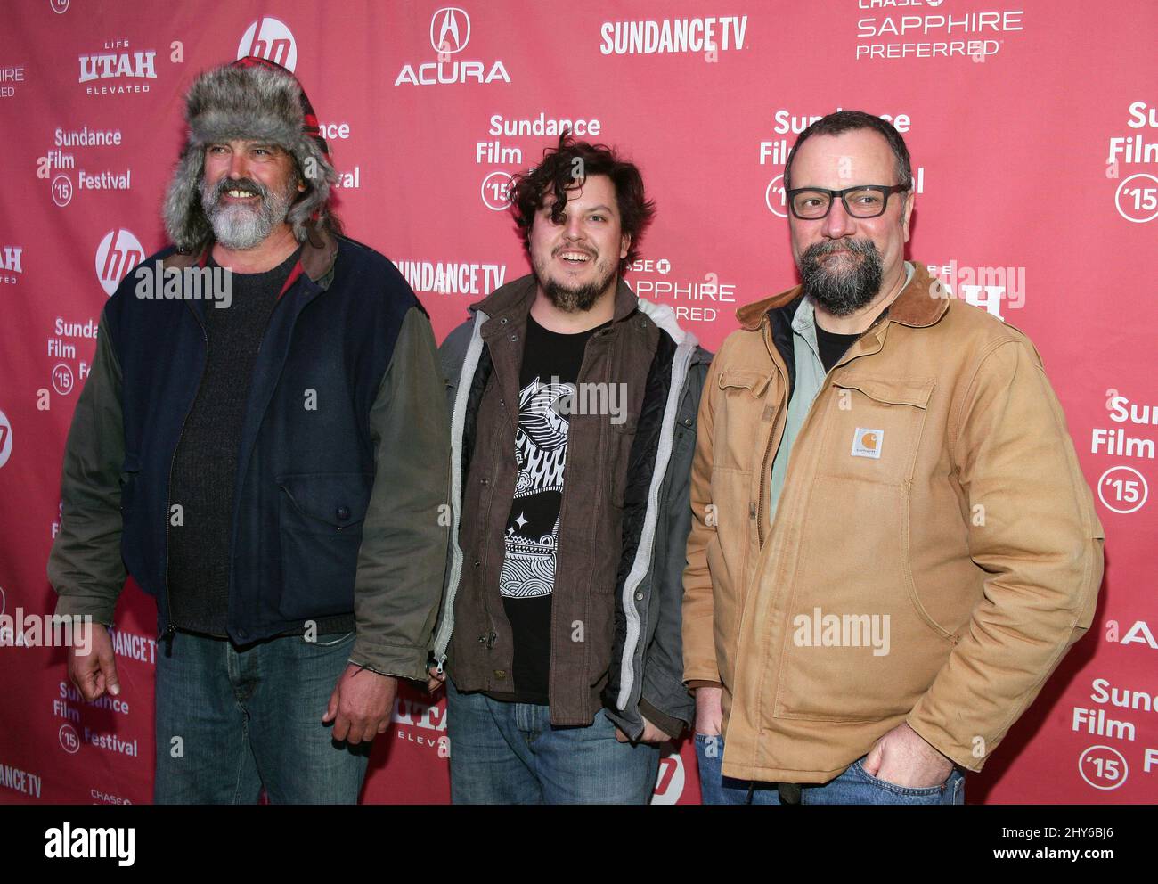 Les marionnettes à viande participant au Sundance film Festival 2015 Premiere de KURT COBAIN: MONTAGE D'HECK tenu au Marc Banque D'Images