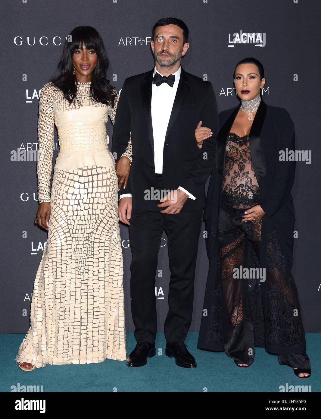 Naomi Campbell, Riccardo Tisci et Kim Kardashian assistent au gala Art+film de LACMA 2015 en l'honneur de James Turrell et Alejandro G Inarritu au LACMA le 7 novembre 2015 à Los Angeles, CA, USA. Banque D'Images