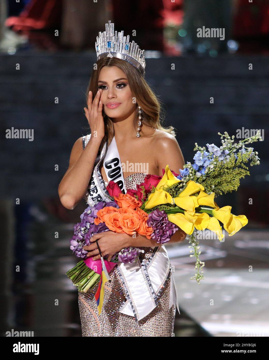 Miss Colombie, Ariadna Gutierrez-Arevalo est à tort couronné Miss Universe pendant les 2015 MISS UNIVERS Pageant, Planet Hollywood Resort & Casino Banque D'Images