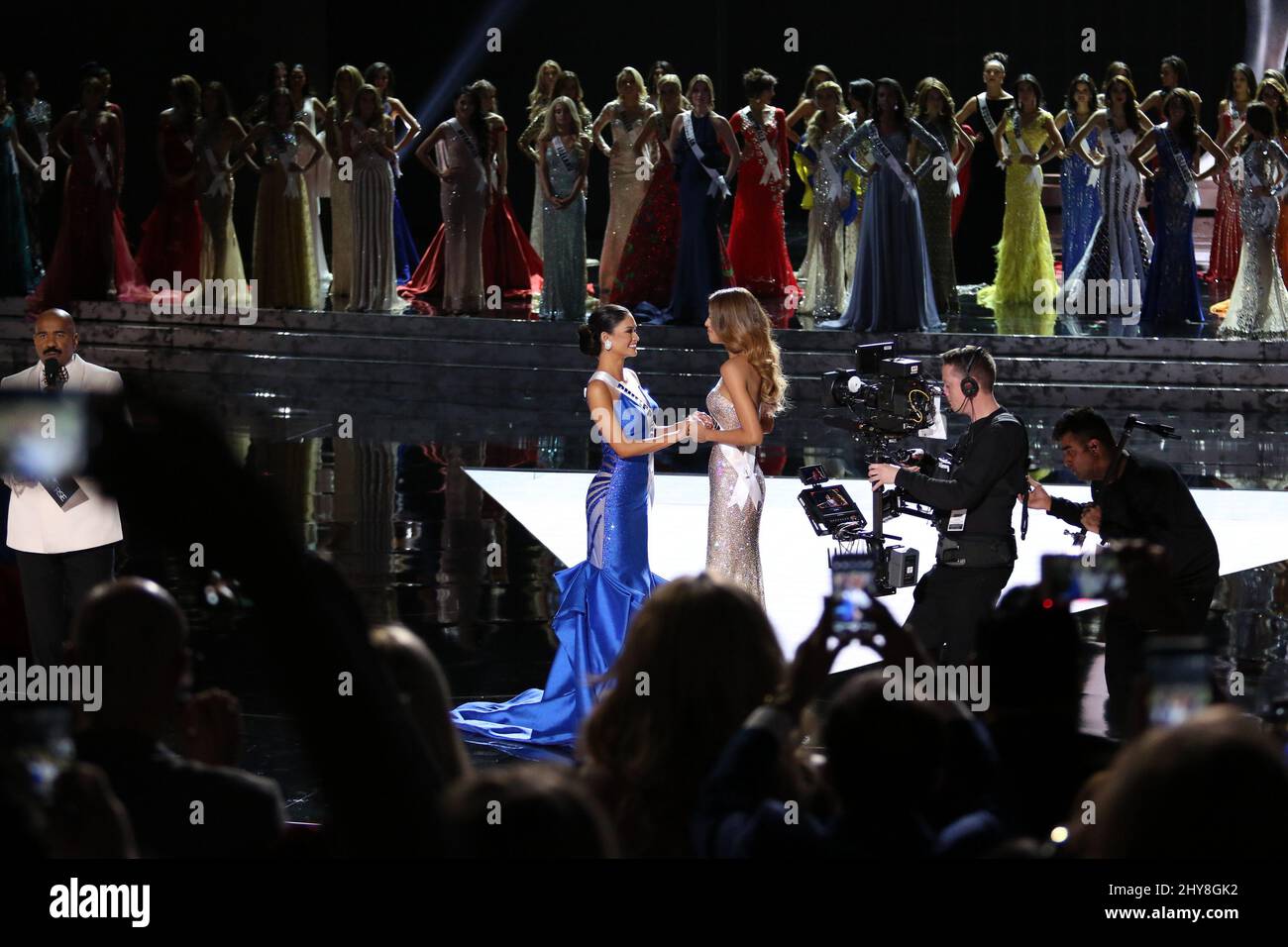 Miss Philippines, Pia Alonzo Wurtzbach, Miss Colombie, Ariadna Gutierrez-Arevalo pendant les 2015 MISS UNIVERS Pageant, Planet Hollywood Resort & Casino Banque D'Images