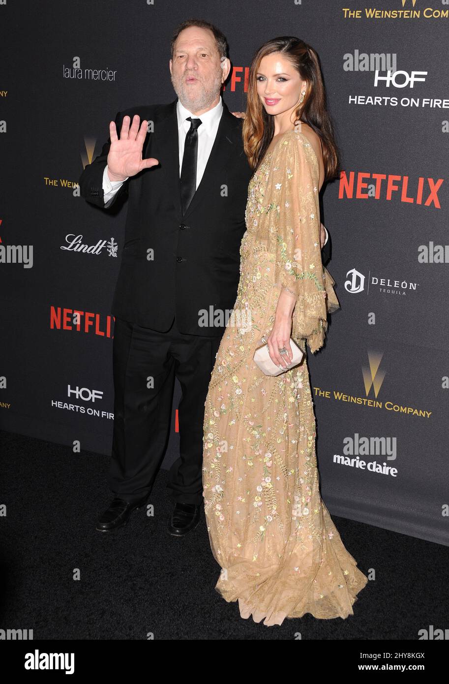 Harvey Weinstein, Georgina Chapman participant à la Weinstein Company et Netflix Golden Globes après-partie à l'hôtel Beverly Hilton de Beverly Hills, en Californie. Banque D'Images