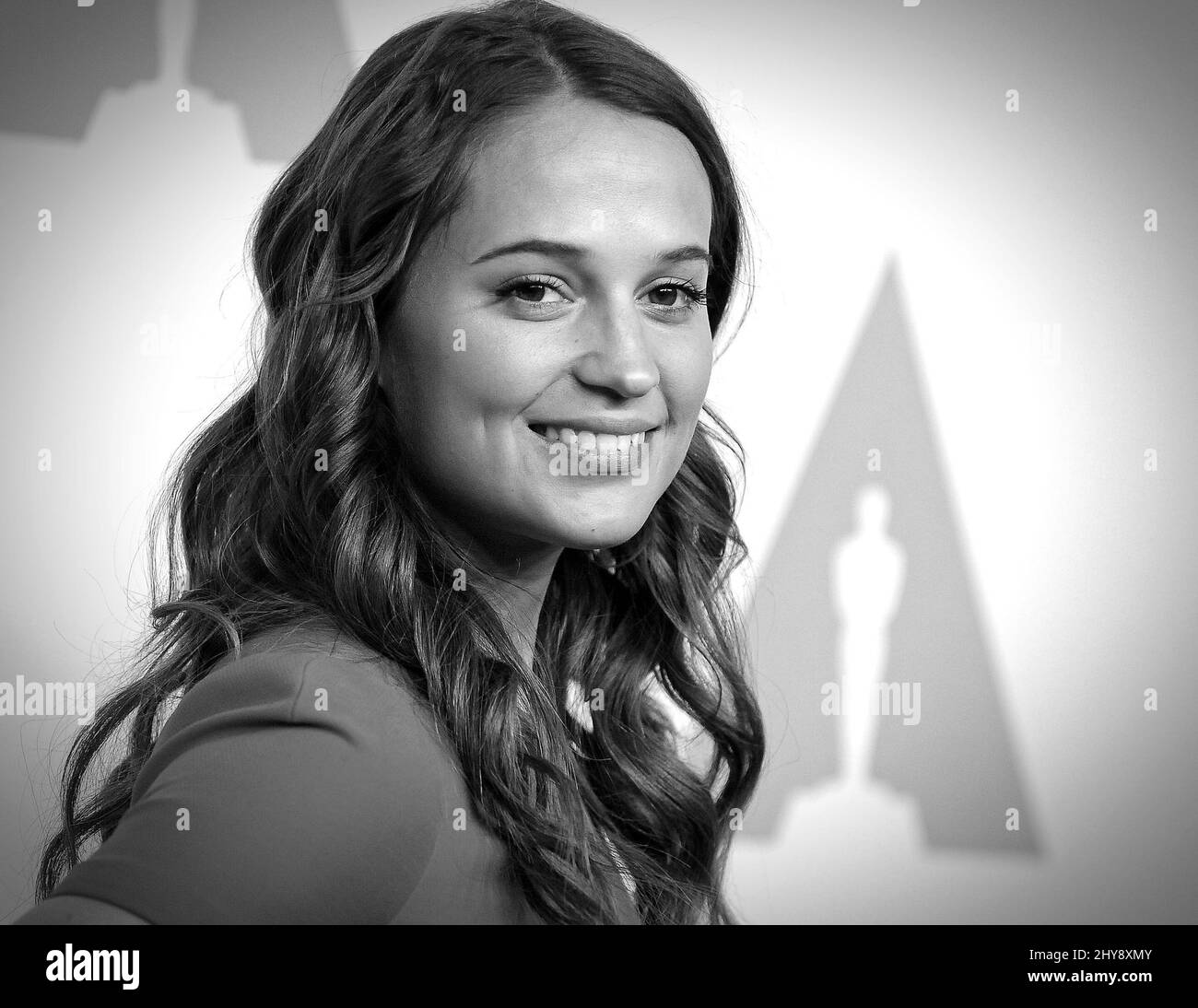 Alicia Vikander assistant aux nominés Oscar déjeuner tenu au Beverly Hilton Hotel, Beverly Hills, Los Angeles. Banque D'Images