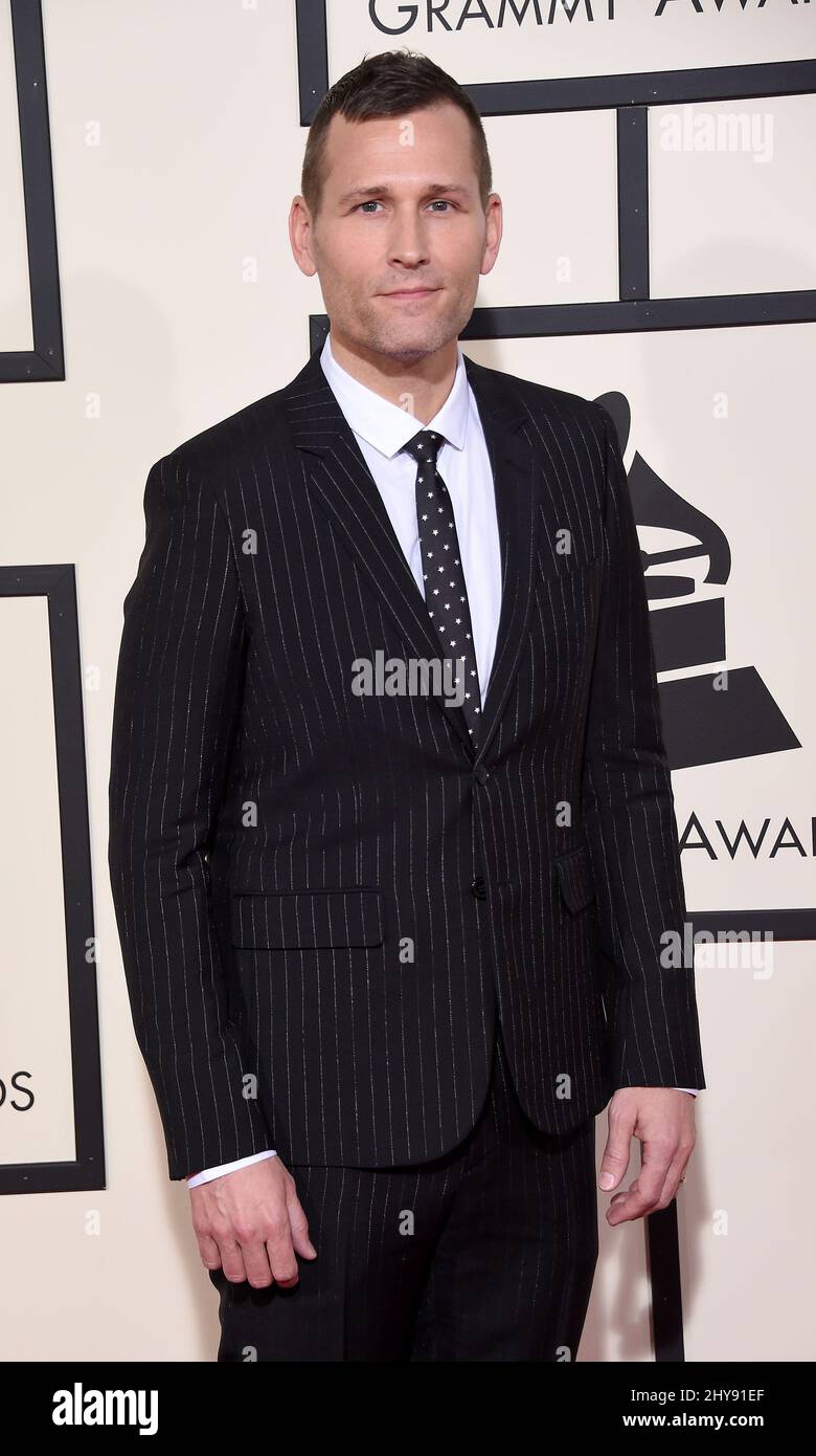 Kaskade arrive aux Grammy Awards 58th qui se tiennent au Staples Center de Los Angeles Banque D'Images