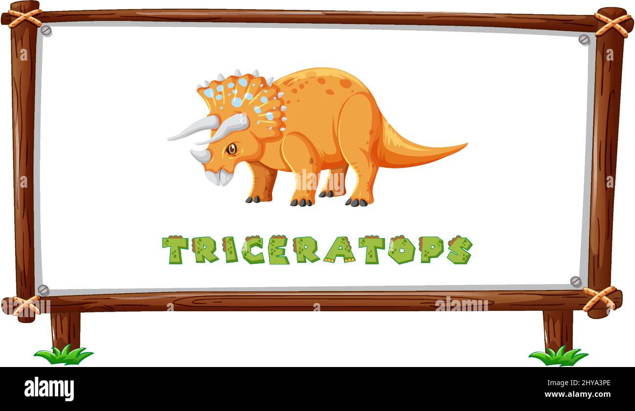 Modèle de cadre avec dinosaures et texte conception de tricératops à l'intérieur de l'illustration Illustration de Vecteur