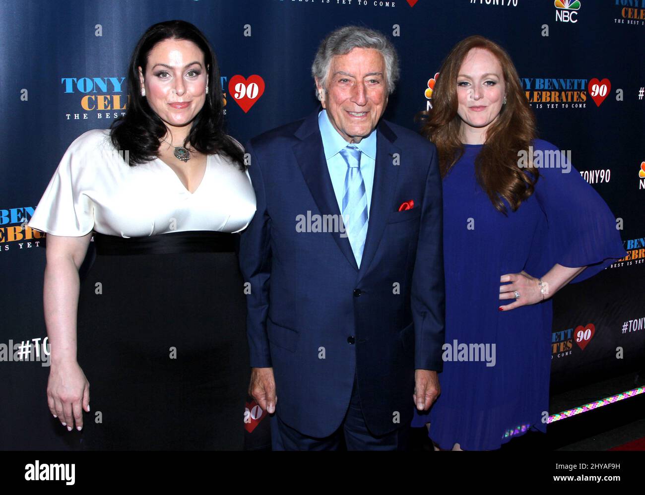 Johanna Bennett, Tony Bennett et Antonia Bennett assistent à la conférence « Tony Bennett Celebrites 90: The Best is Alinger » au radio City Music Hall, le jeudi 15 septembre 2016, à New York. Banque D'Images