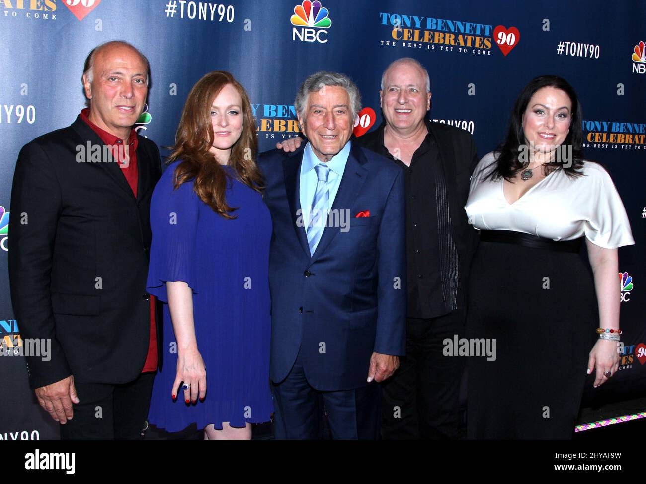 Danny Bennett, Antonia Bennett, Tony Bennett, DAE Bennett et JO assistent à « Tony Bennett Celebrites 90: The Best is To Fate » au radio City Music Hall, le jeudi 15 septembre 2016, à New York. Banque D'Images