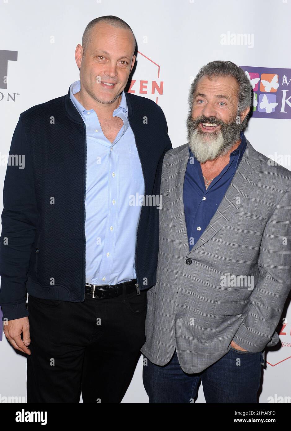 Mel Gibson, Vince Vaughn arrive pour le World Poker Tournament 'four Kings & an Ace' au profit de Mending Kids International tenu à Citizen, Beverly Hills, Los Angels, le 21st octobre 2016. Banque D'Images