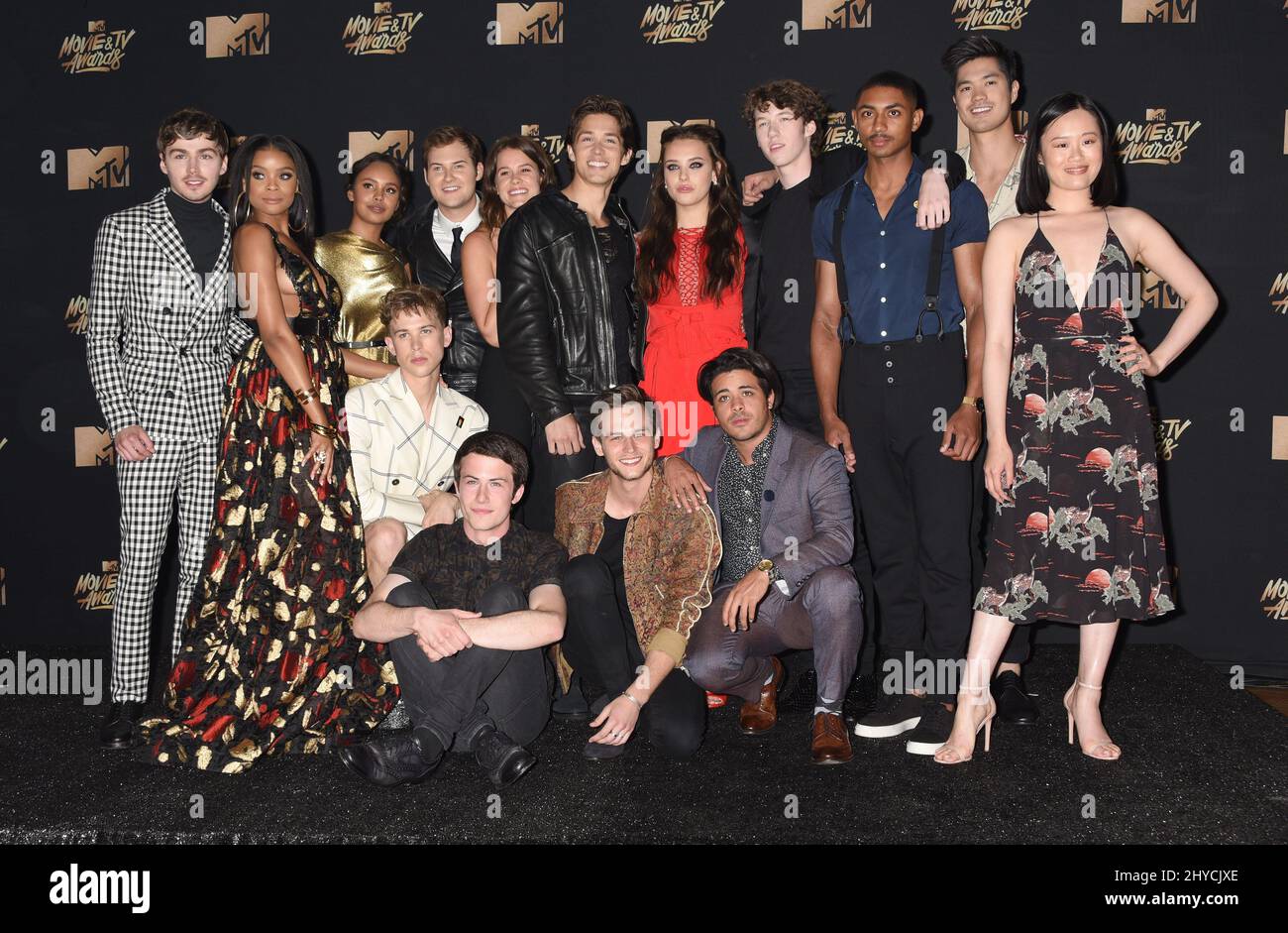 Dylan Minnette et la distribution de 13 raisons Pourquoi dans la salle de presse aux MTV film and TV Awards 2017 qui se tiennent au Shrine Auditorium à Los Angeles, Etats-Unis Banque D'Images