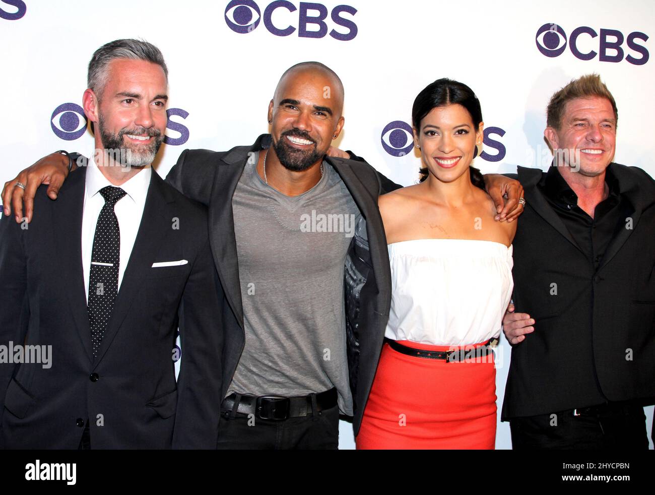 Jay Harrington, Shemar Moore, Stephanie Sigman & Kenny Johnson assiste à l'avant-plan CBS 2017 qui s'est tenu au Plaza Hotel le 17 mai 2017 Banque D'Images