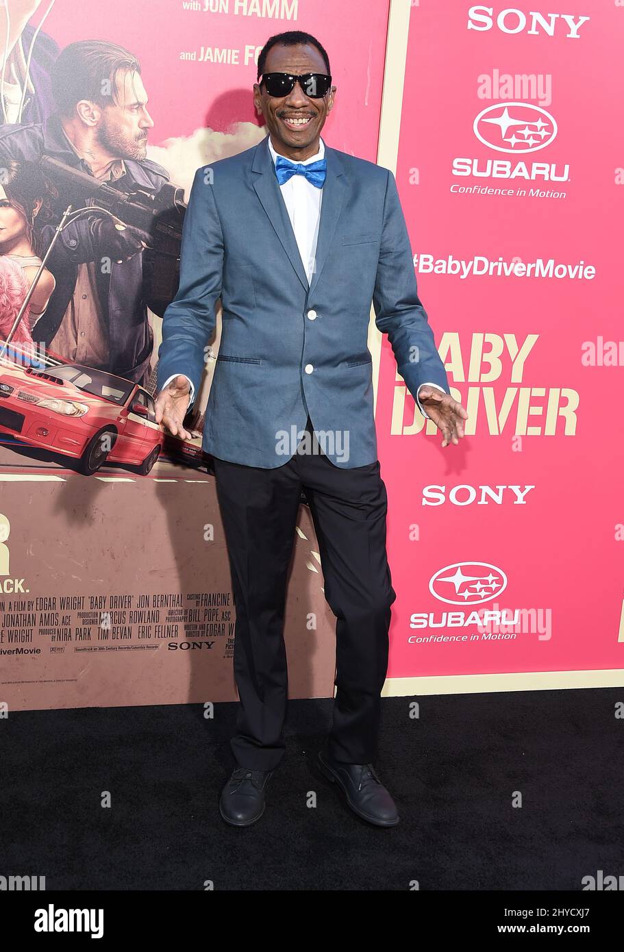 CJ Jones participe à la première « The Baby Driver » qui s'est tenue à l'Ace Hotel Downtown de Los Angeles, aux États-Unis Banque D'Images
