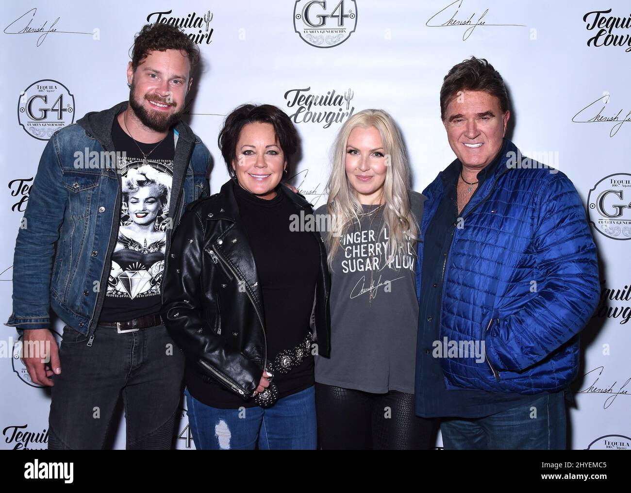 Lewis Brice, Kelly Lang, Cherish Lee et T. G. Sheppard lors de la première édition du CD de Cheish Lee, Tequila Cowgirl, qui a eu lieu à 3rd et Lindsley le 22 février 2018 à Nashville, Tennessee Banque D'Images