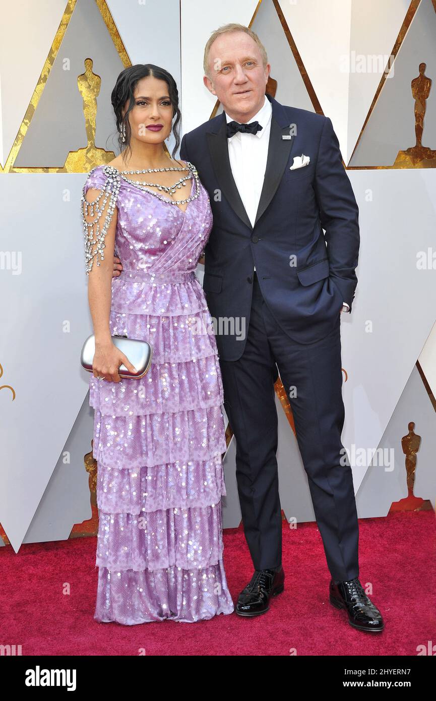Salma Hayek et François-Henri Pinault arrivent aux Academy Awards 90th à Los Angeles, en Californie Banque D'Images