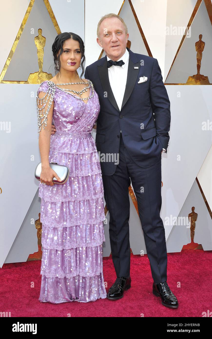 Salma Hayek et François-Henri Pinault arrivent aux Academy Awards 90th à Los Angeles, en Californie Banque D'Images