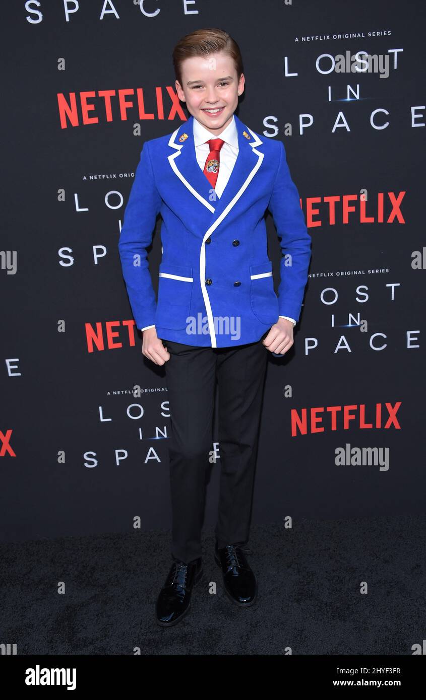 Maxwell Jenkins à la première saison 1 de Netflix au Cinerama Dome le 9 avril 2018 à Hollywood, aux États-Unis. Banque D'Images