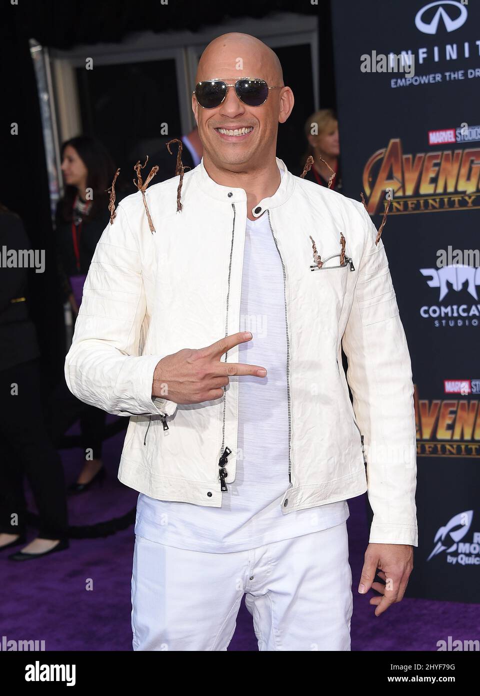Vin Diesel assister à la première mondiale d'Avengers: Infinity War, qui s'est tenue au théâtre El Capitan à Hollywood, en Californie Banque D'Images