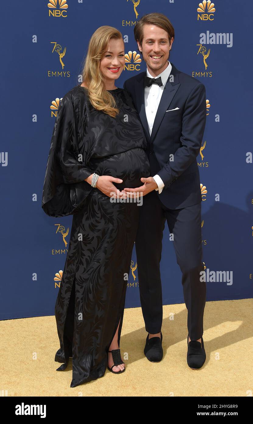 Yvonne Strahovski et Tim Loden aux Primetime Emmy Awards 70th, qui se tiennent au Microsoft Theatre L.A. En direct le 17 septembre 2018 à Los Angeles, États-Unis Banque D'Images