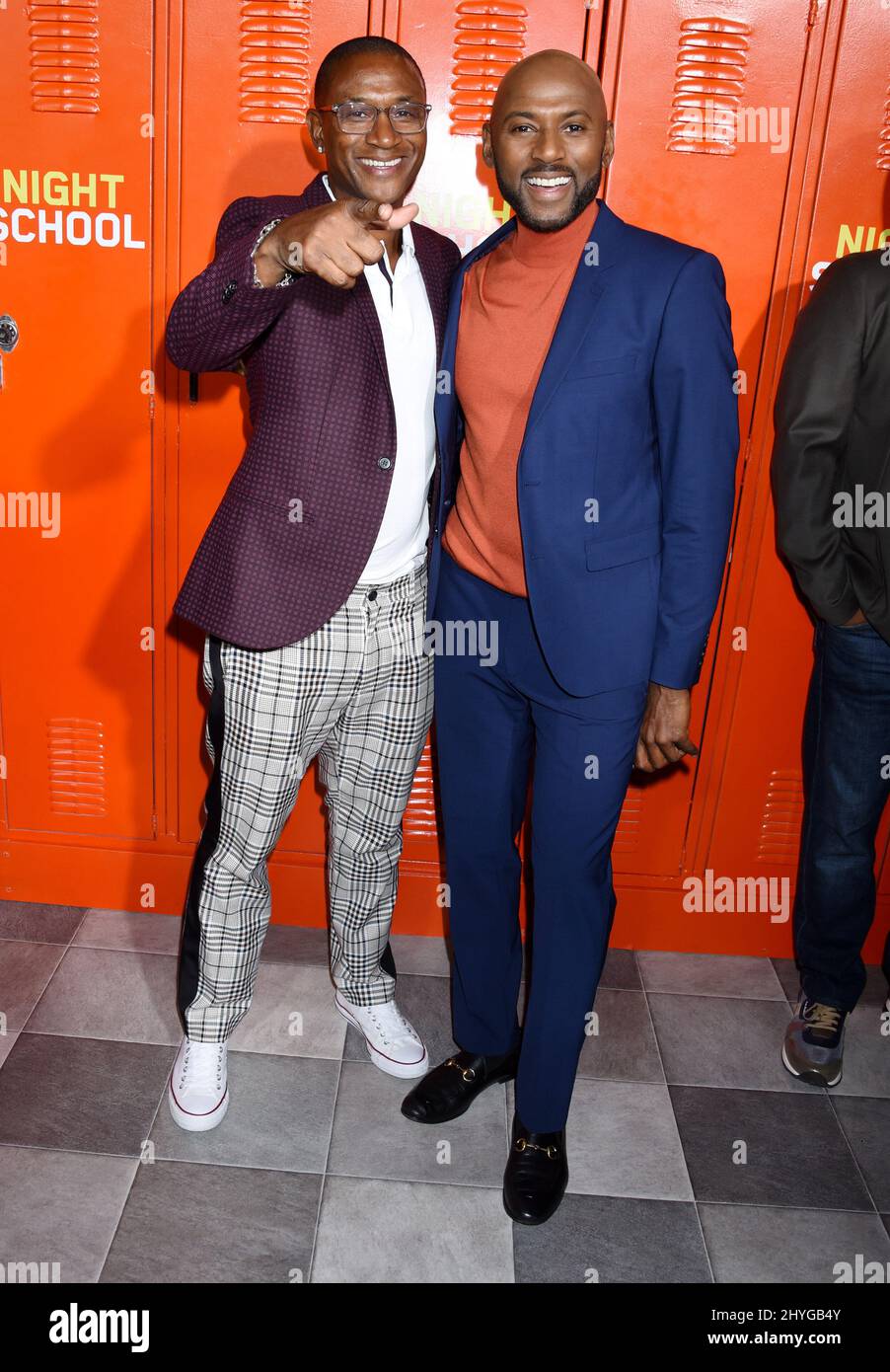 Tommy Davidson et Romany Malco assistent à la première de l'école de nuit à Los Angeles, en Californie Banque D'Images