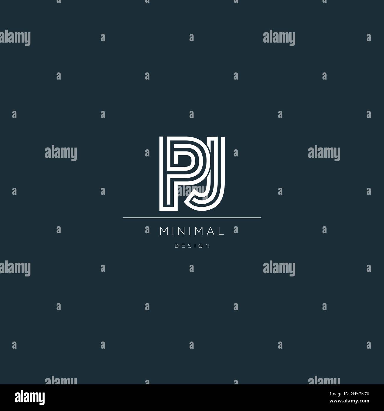 Logo d'icône PJ initial minimal Illustration de Vecteur
