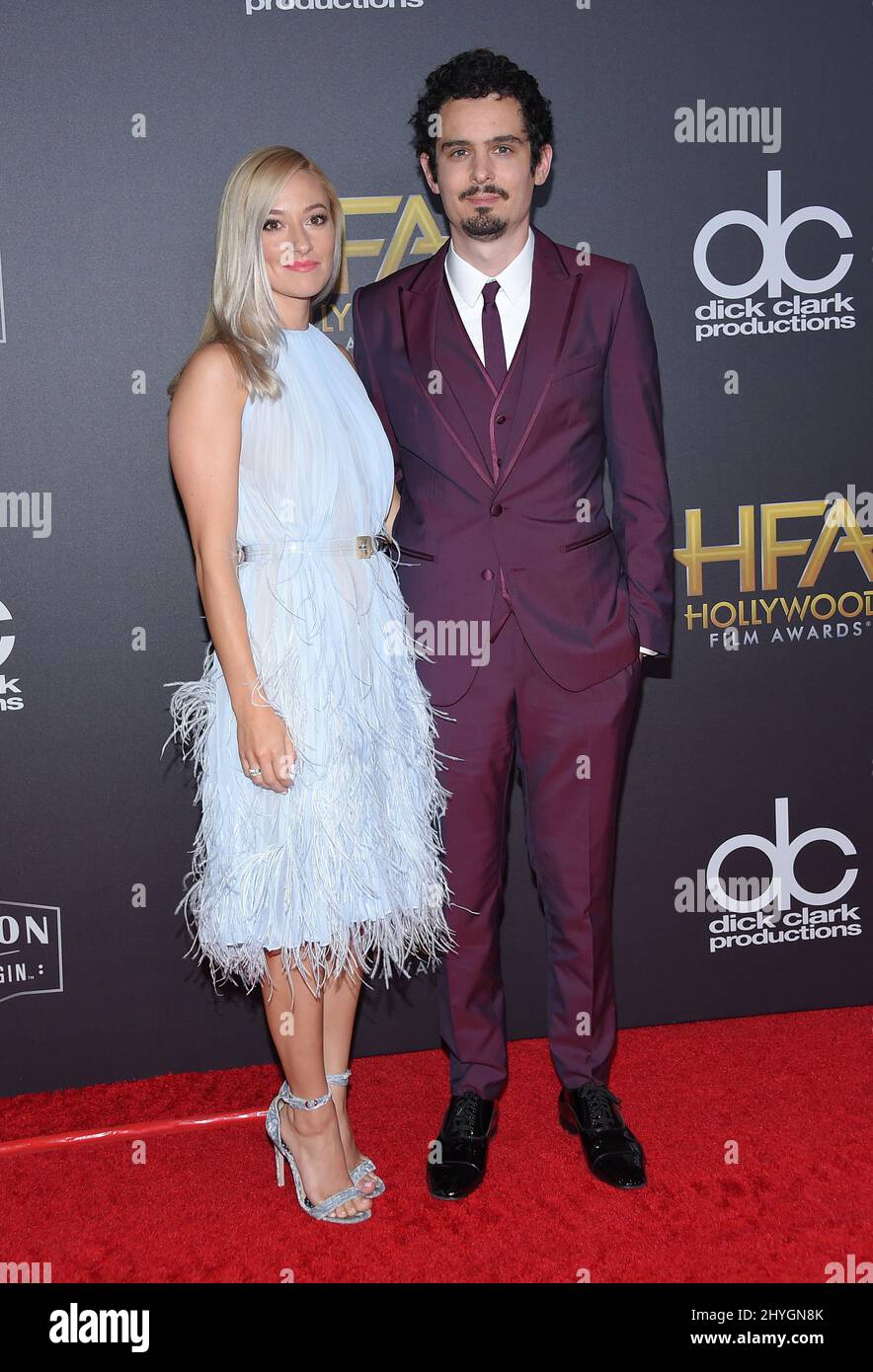 Damien Chazelle et Olivia Hamilton à l'occasion des Hollywood film Awards 22nd - arrivées à l'hôtel Beverly Hilton le 4 novembre 2018 à Beverly Hills, États-Unis Banque D'Images