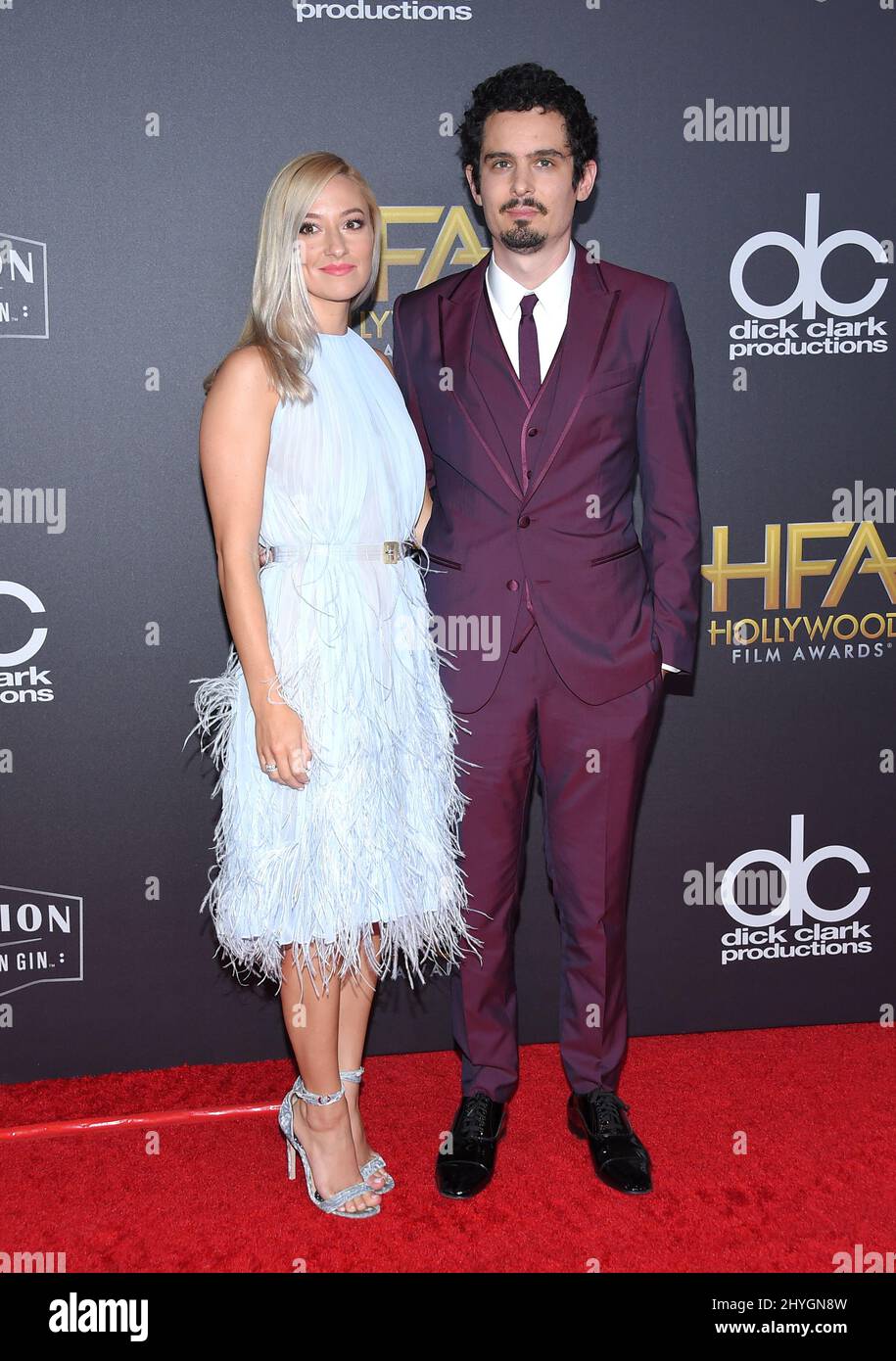 Damien Chazelle et Olivia Hamilton à l'occasion des Hollywood film Awards 22nd qui se sont tenus à l'hôtel Beverly Hilton le 4 novembre 2018 à Beverly Hills, États-Unis Banque D'Images