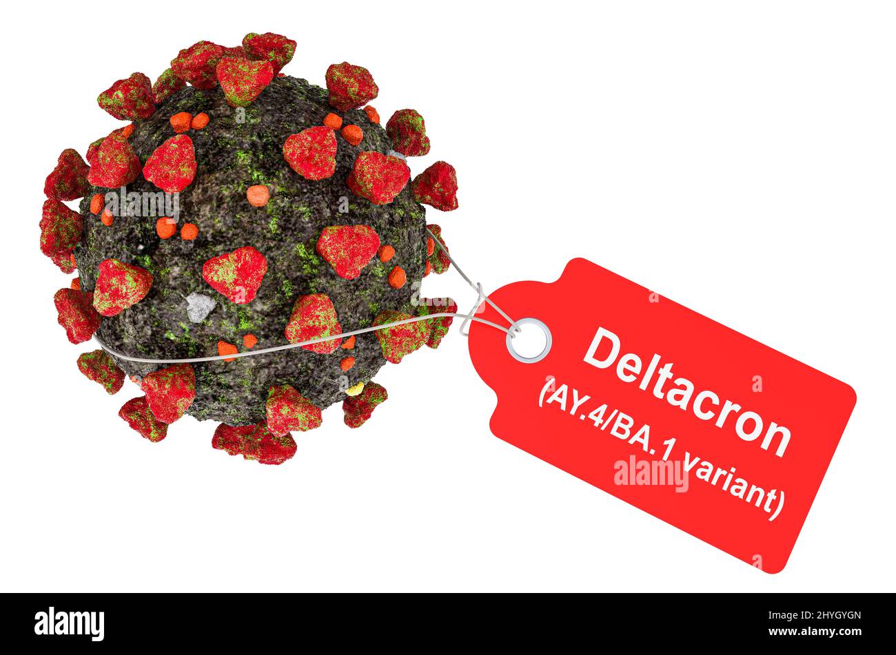 Deltacron, New Strain AY.4/BA.1. Coronavirus, COVID-19, 3D rendu isolé sur fond blanc Banque D'Images