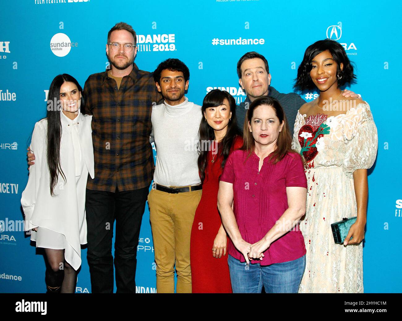 Demi Moore, Patrick Brice, Karan Soni, Jennifer Kim, Ed Helms, Martha Kelly et Jessica Williams à la première de 'Corporate Animals' pendant le Sundance film Festival 2019 Banque D'Images