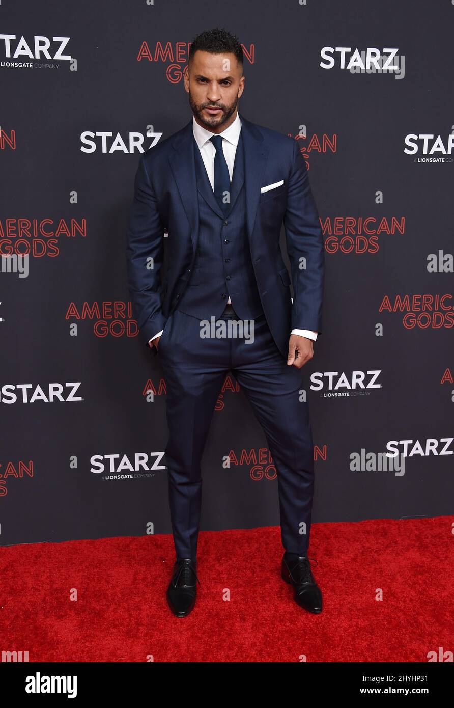 Ricky Whittle arrivée à la première saison 2 de STARZ 'American Gods' à l'Ace Hotel le 05 mars 2019 à Los Angeles Banque D'Images