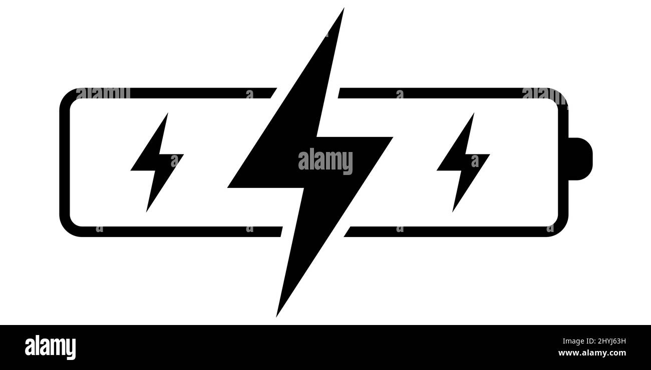 Icône accumulateur de batterie signe électricité foudre, acide de charge, pile alcaline Illustration de Vecteur