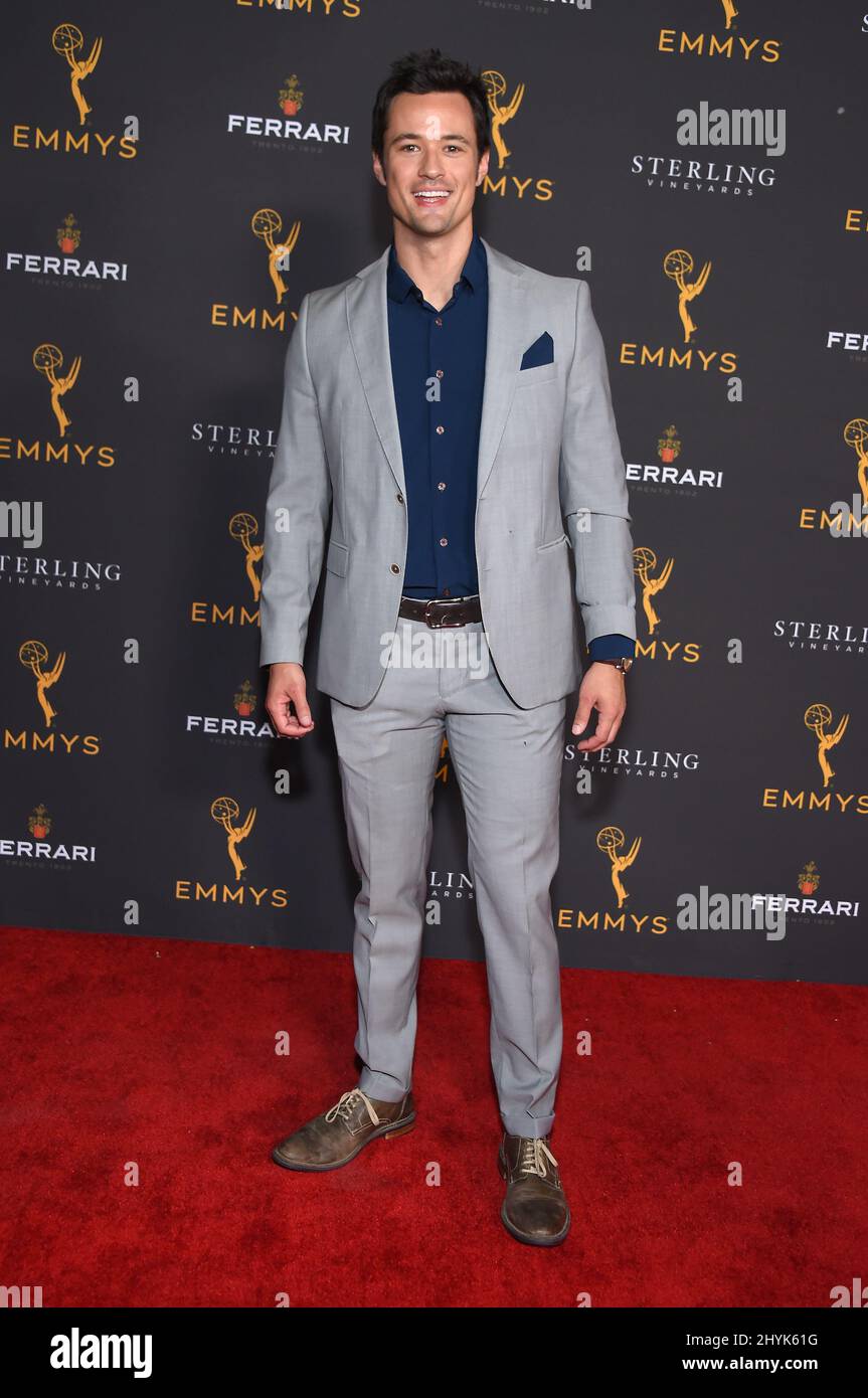 Matthew Atkinson arrive à la réception du groupe de pairs de programmation de jour à la Television Academy le 28 août 2019 à North Hollywood, aux États-Unis. Banque D'Images