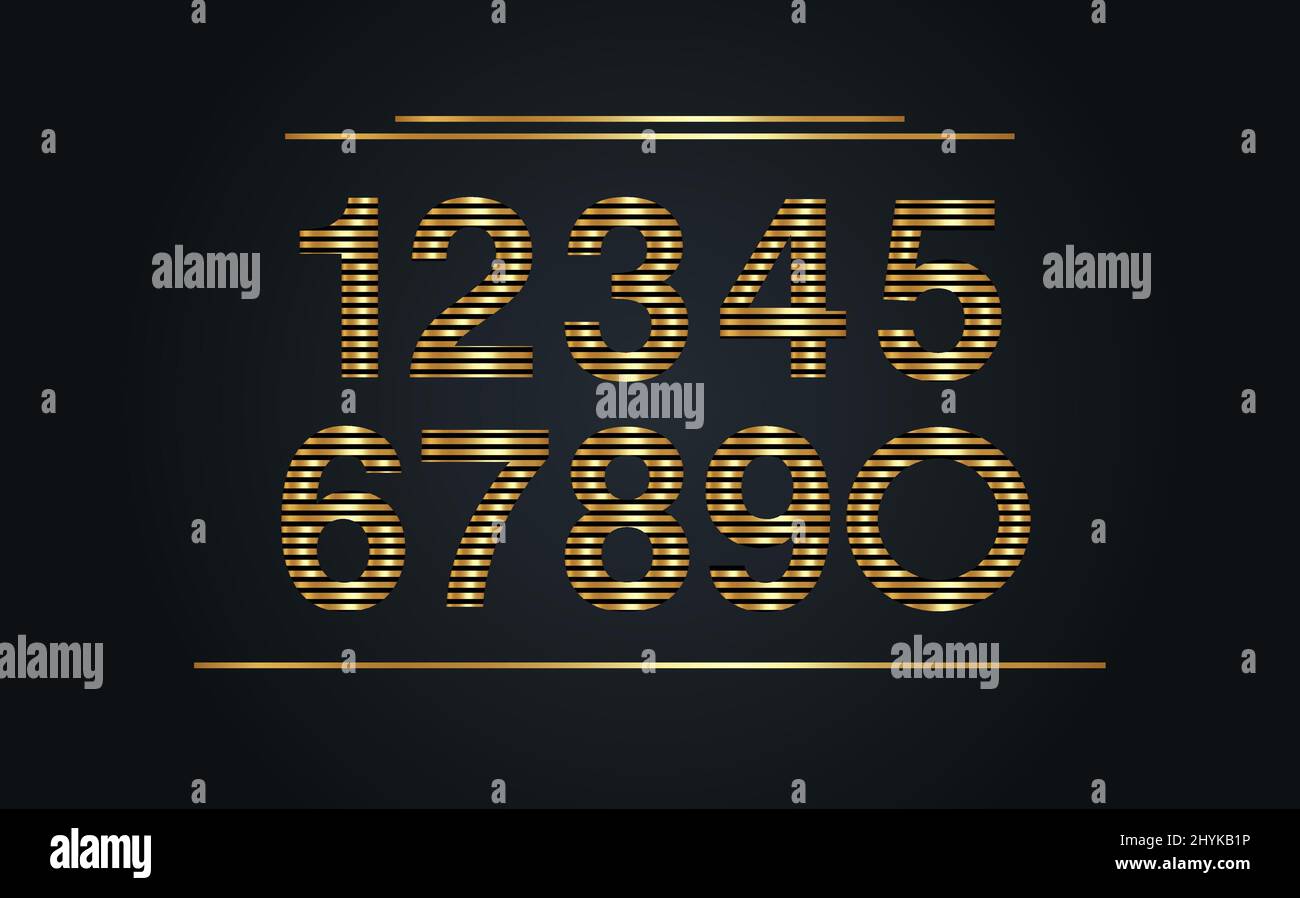 Ensemble de chiffres police vecteur alphabet, dynamique moderne de luxe plat conception pour vos éléments uniques, motif rayé, logo, identité d'entreprise Illustration de Vecteur