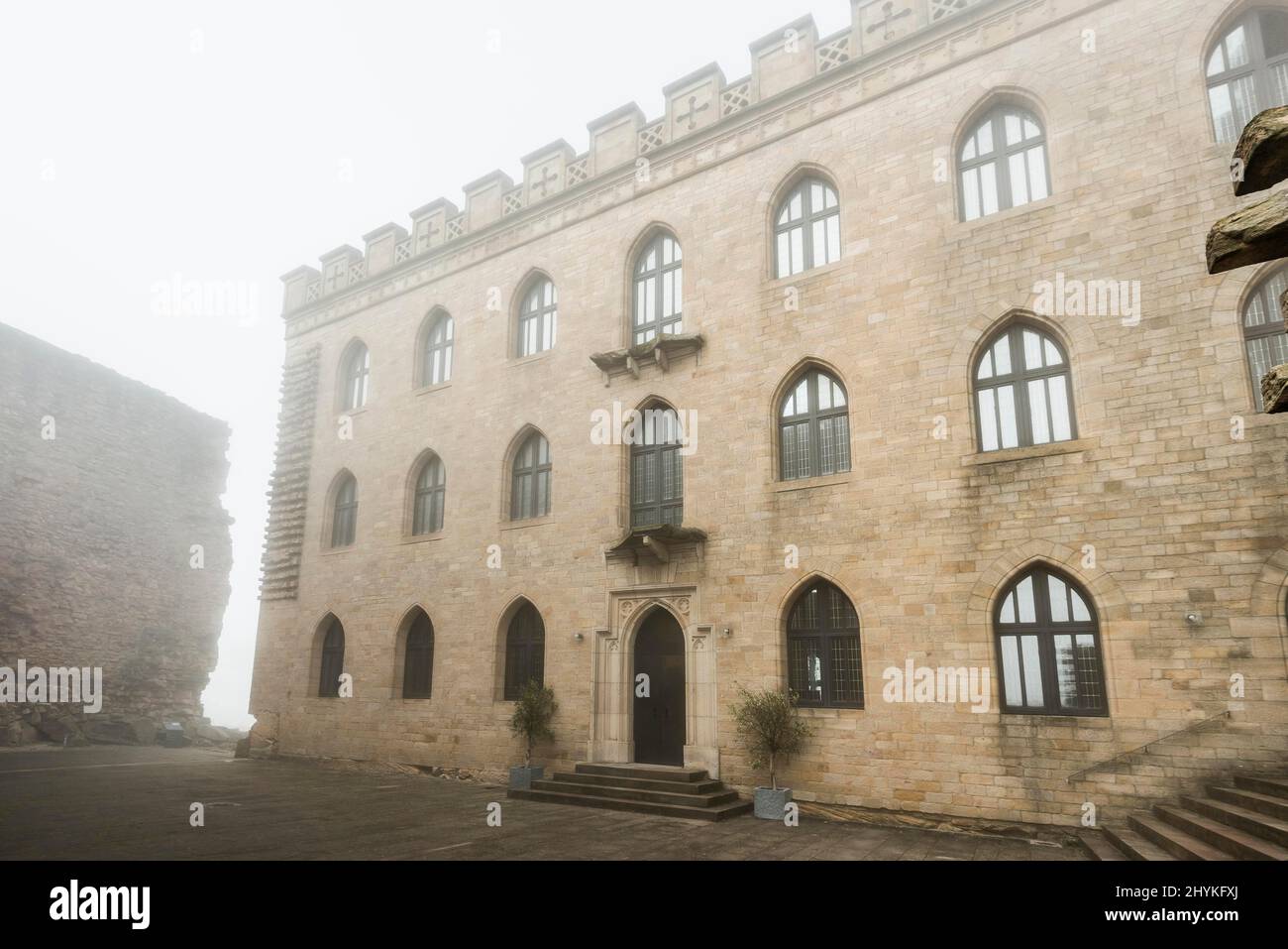 Château de Hambach dans le brouillard, Hambach, Neustadt an der Weinstrasse, Forêt du Palatinat, Rhénanie-Palatinat, Allemagne Banque D'Images