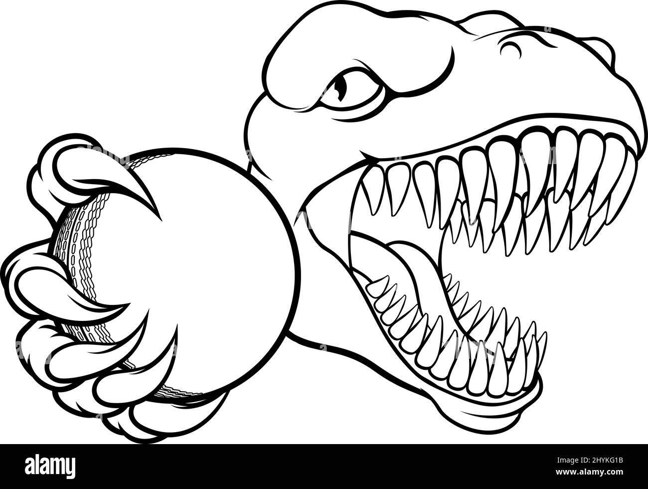 Joueur de cricket de dinosaure Sports Animal Mascot Illustration de Vecteur