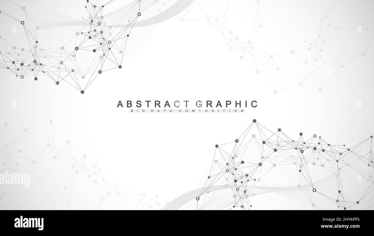 Chiffres résumé fond avec ligne et points, flux d'onde. Réseaux de neurones numériques. Connexion réseau et l'arrière-plan pour votre présentation Illustration de Vecteur