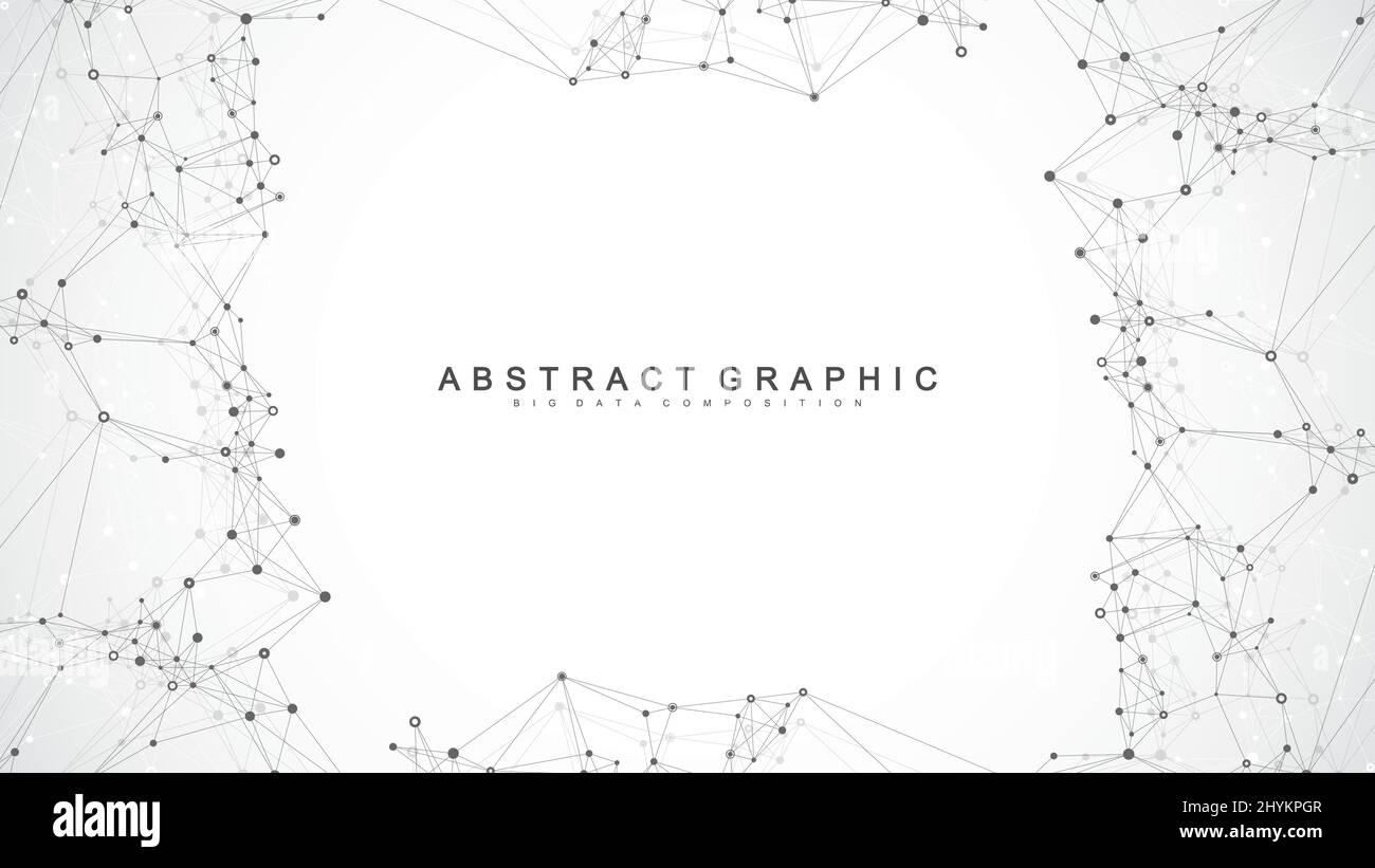 Chiffres résumé fond avec ligne et points, flux d'onde. Réseaux de neurones numériques. Connexion réseau et l'arrière-plan pour votre présentation Illustration de Vecteur