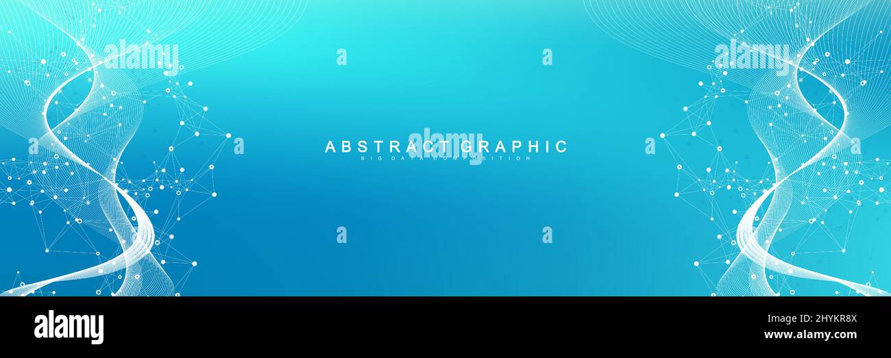 Chiffres résumé fond avec ligne et points, flux d'onde. Réseaux de neurones numériques. Connexion réseau et l'arrière-plan pour votre présentation Illustration de Vecteur