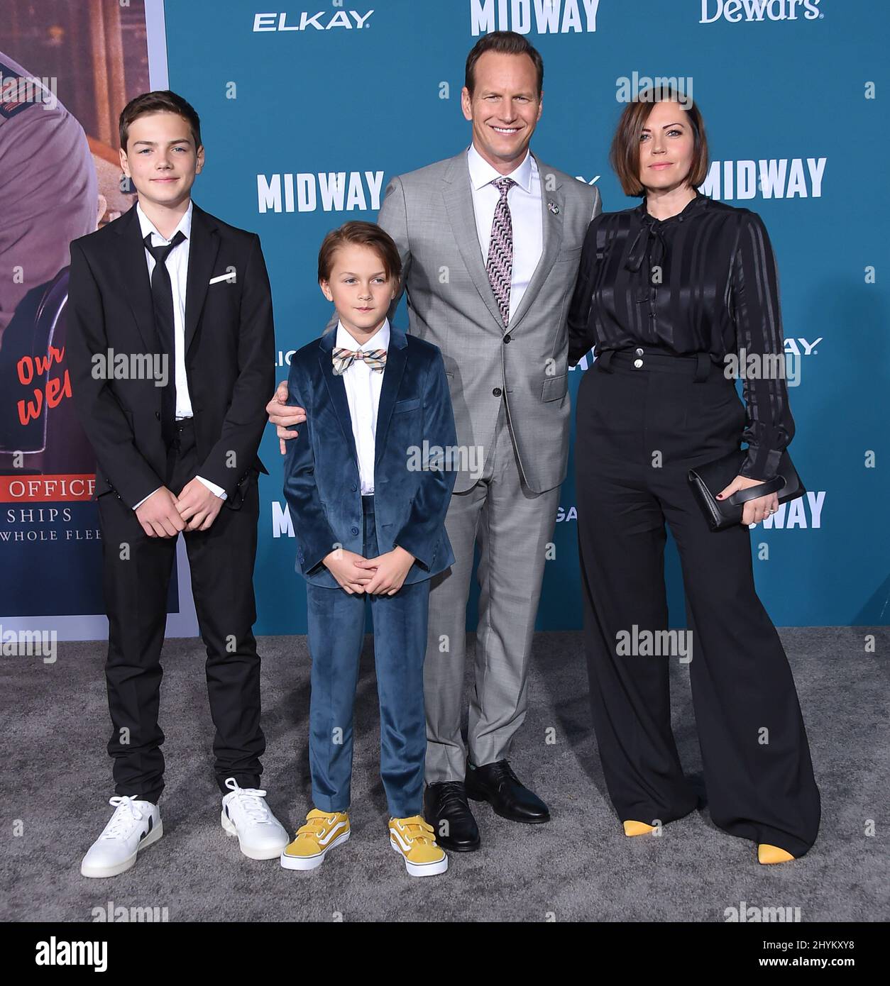 Patrick Wilson, Kassian McCarrell Wilson, Kalin Patrick Wilson a assisté à la première mondiale de Midway Banque D'Images