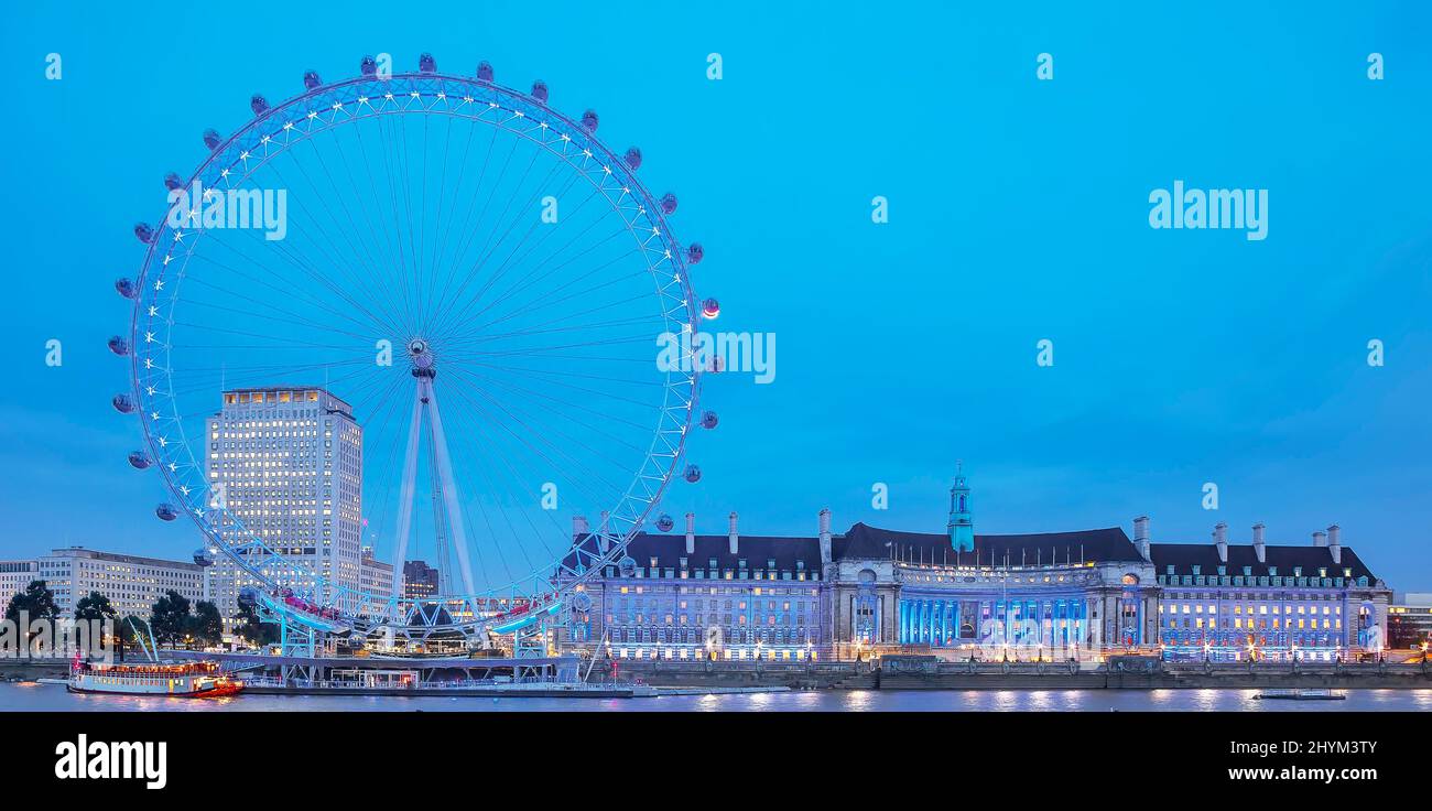 London Eye By Night, Londres, Angleterre, Royaume-Uni Banque D'Images