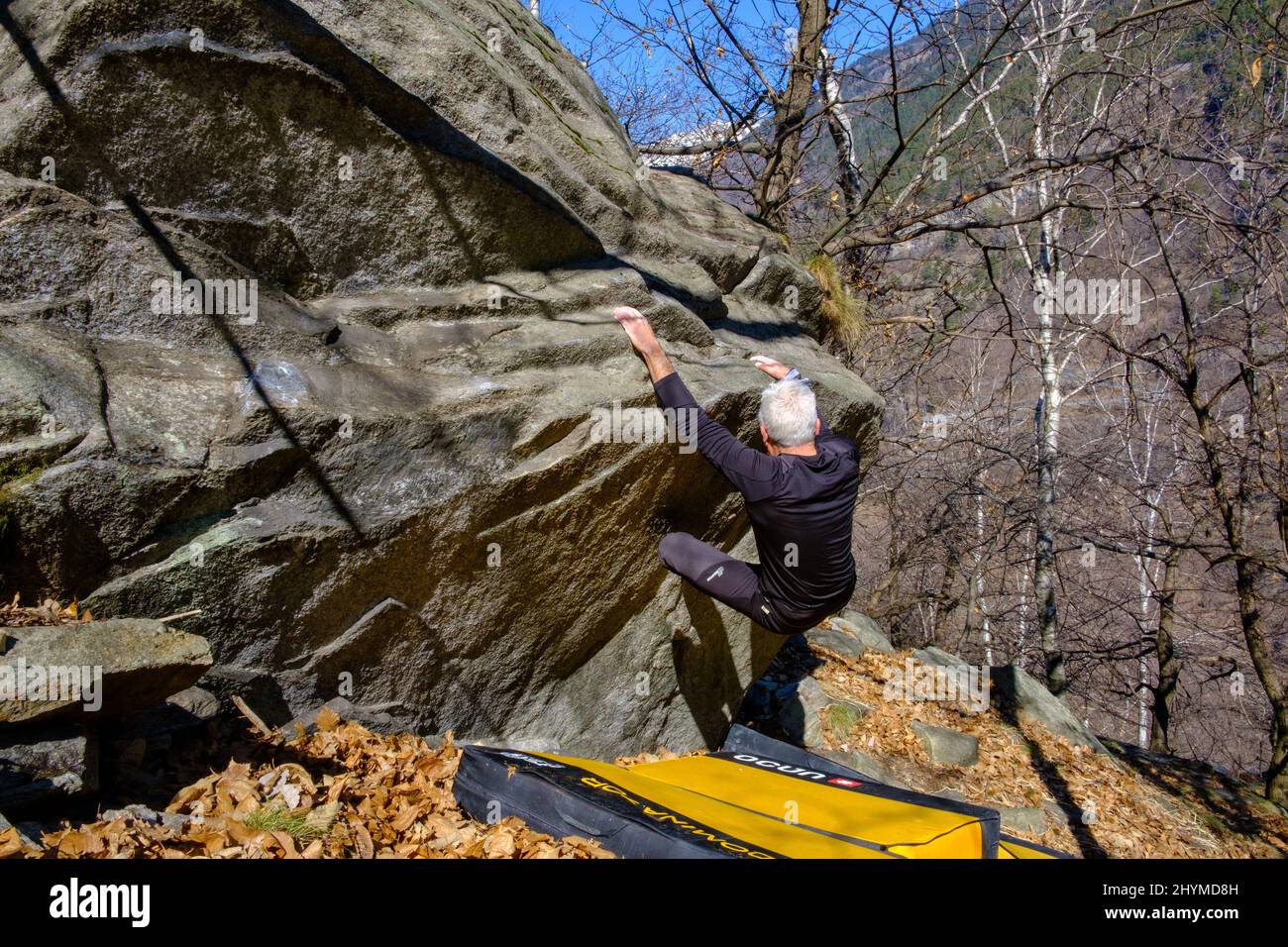 Escalade à Chironico, Canton du Tessin, Suisse Banque D'Images