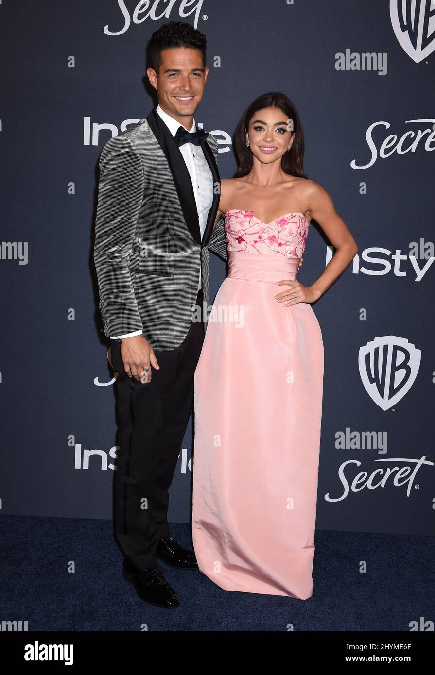 Wells Adams et Sarah Hyland à l'InStyle et Warner Bros Golden Globes After Party tenue à l'hôtel Beverly Hilton Banque D'Images